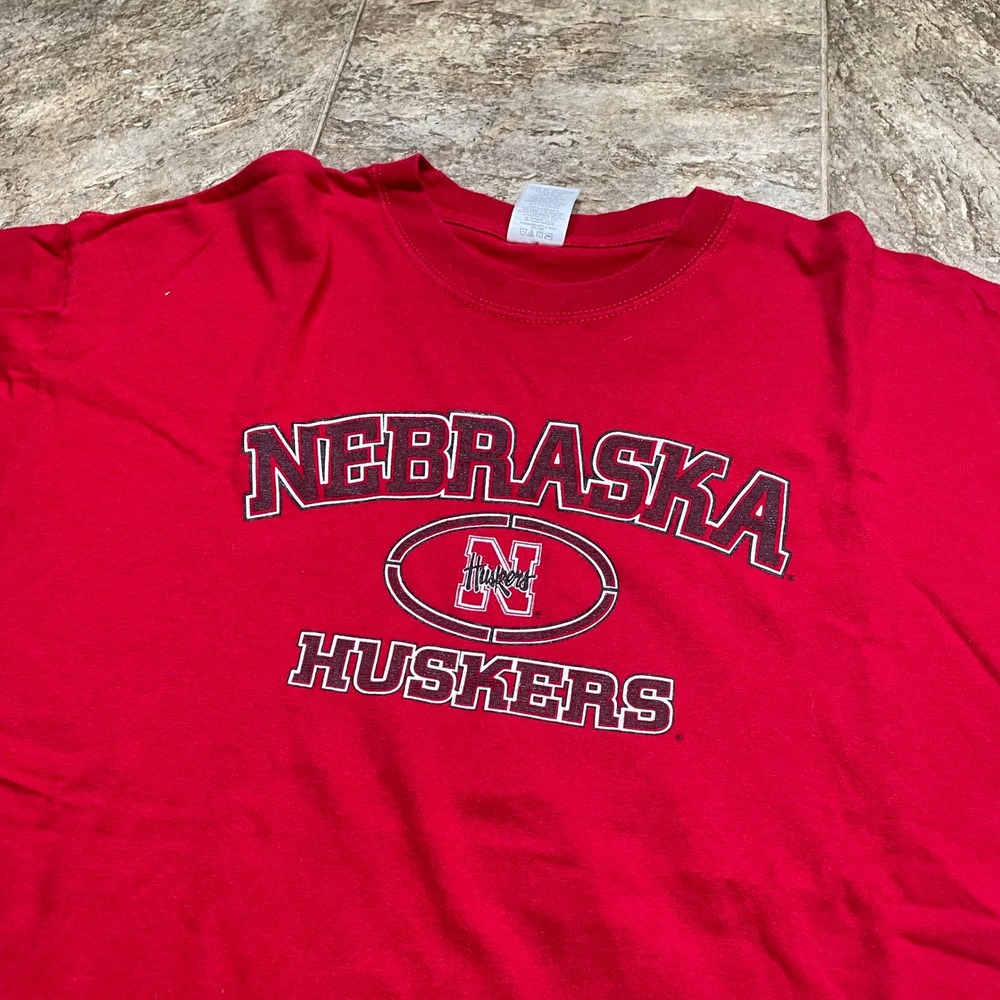 Jerzees Nebraska Huskers T-Shirt Mens XL Red Heavyweight Cotton NCAA Football